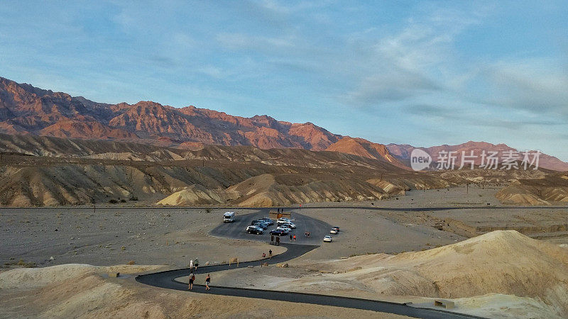 Parking Area and Walkway at Zabriskie Point, Death Valley, California
